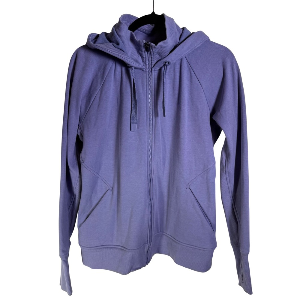 Athleta Womens Purple Full Zip Hoodie Fleece Lined Thumbhole Sweatshirt Large